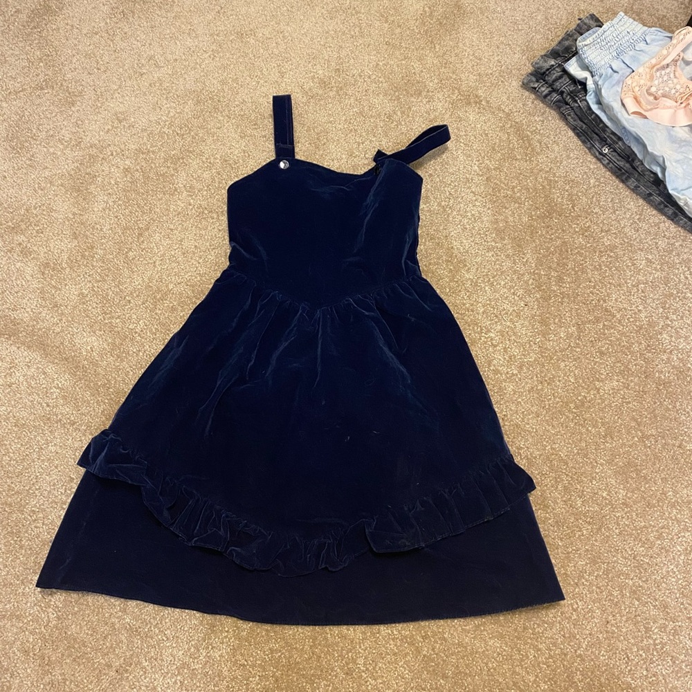 Navy blue velvet dress